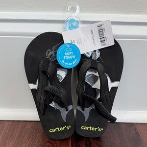 NEW Carter’s Baby Toddler Boys Black Flip Flops Sandal Shoes, Size Large 9/10